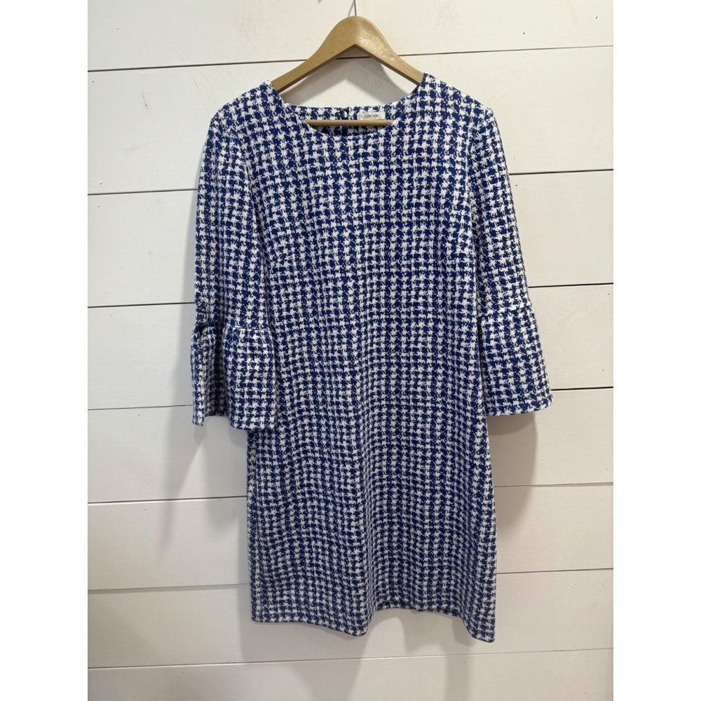 Tyler Boe Bell Sleeve Blue White Dress Size Medium